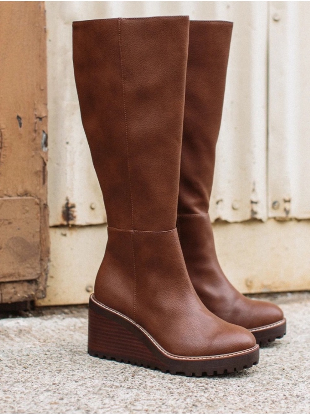 YELLOW BOX Tall Wedge Knee-High Boot- Tan